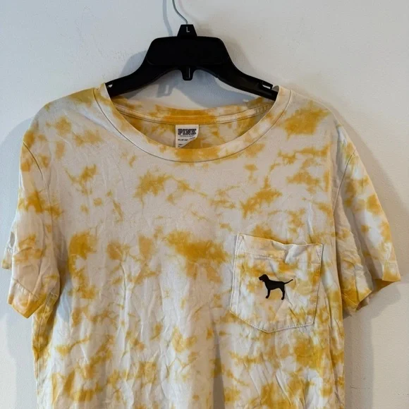 VS PINK women’s yellow tie-dye tee shirt Sz XS - Picture 2 of 6